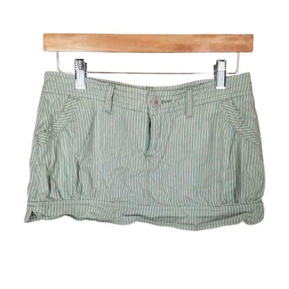 Hollister HCO Mini Skirt Teen Juniors Size 1 Green Striped Cotton - Picture 1 of 4